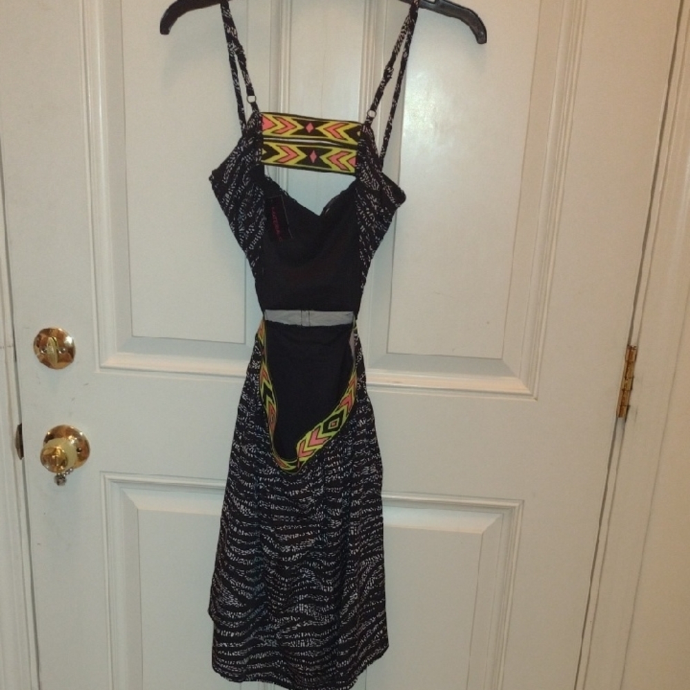Material Girl Black and Gray Spaghetti Strap Sundress